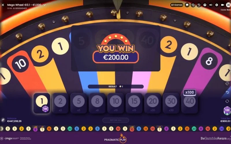 Mega Wheel Random Multiplier Allocation and Mathematical Expectation